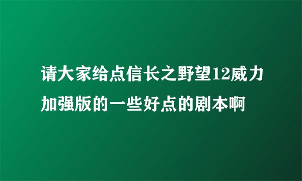 请大家给点信长之野望12威力加强版的一些好点的剧本啊