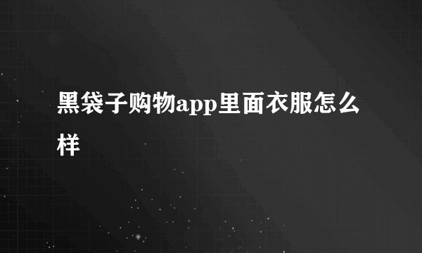 黑袋子购物app里面衣服怎么样