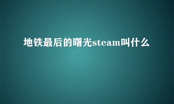 地铁最后的曙光steam叫什么