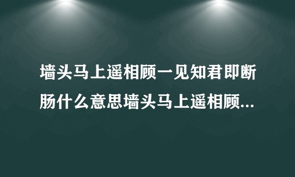 墙头马上遥相顾一见知君即断肠什么意思墙头马上遥相顾一见知君即断肠什出自哪里