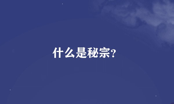什么是秘宗？