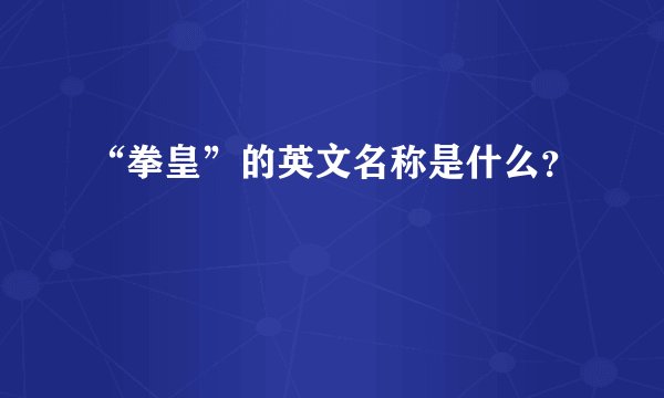 “拳皇”的英文名称是什么？