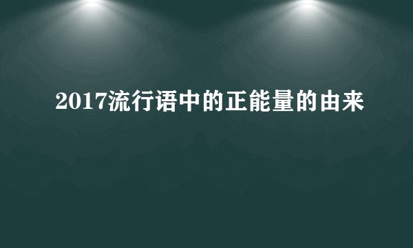 2017流行语中的正能量的由来
