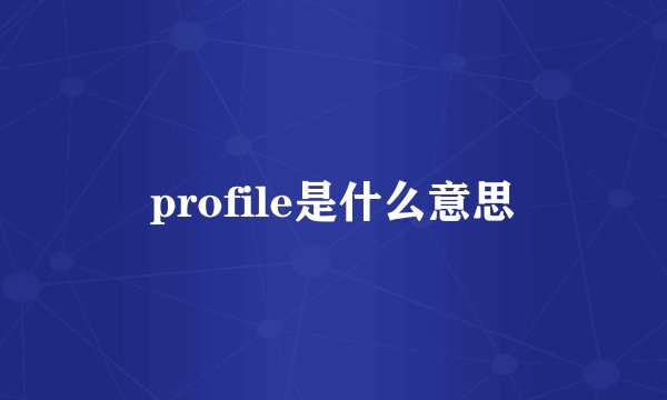 profile是什么意思