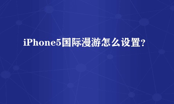 iPhone5国际漫游怎么设置？