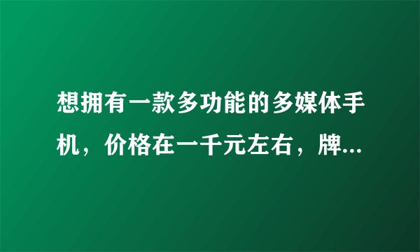 想拥有一款多功能的多媒体手机，价格在一千元左右，牌子最好是诺基亚或摩托罗拉的，请各位高手帮忙推荐几