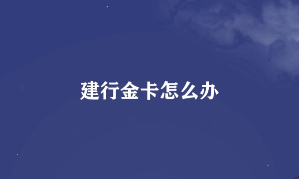 建行金卡怎么办