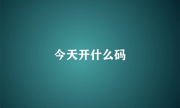 今天开什么码