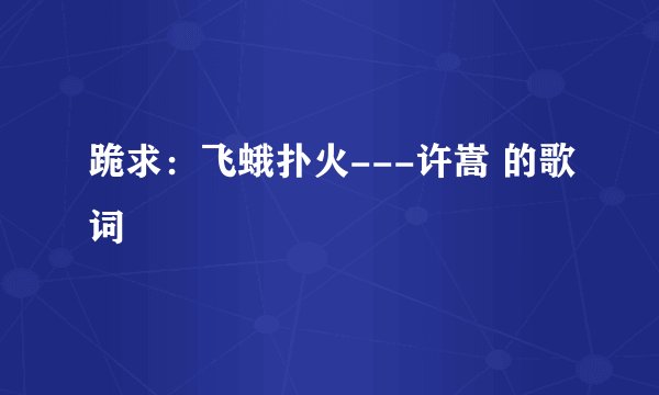 跪求：飞蛾扑火---许嵩 的歌词