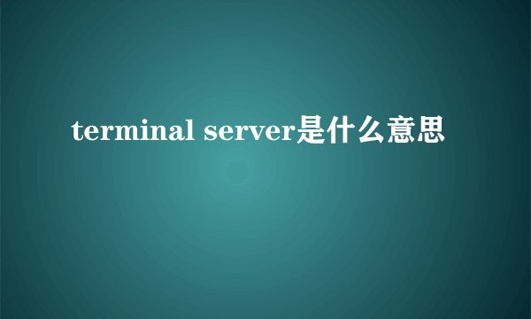 terminal server是什么意思