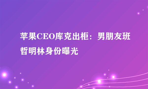 苹果CEO库克出柜：男朋友班哲明林身份曝光