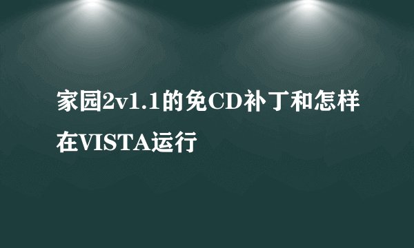 家园2v1.1的免CD补丁和怎样在VISTA运行