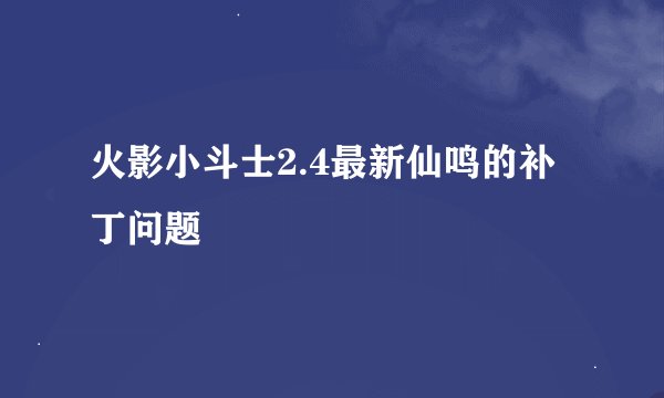火影小斗士2.4最新仙鸣的补丁问题