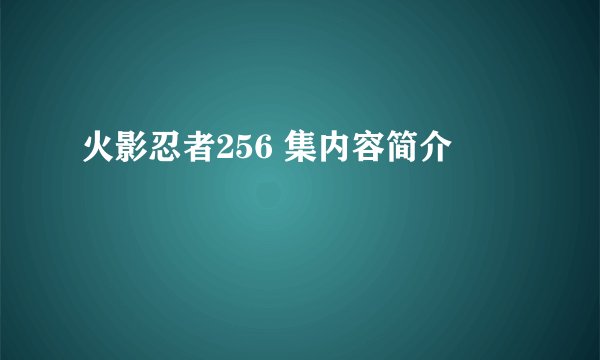 火影忍者256 集内容简介