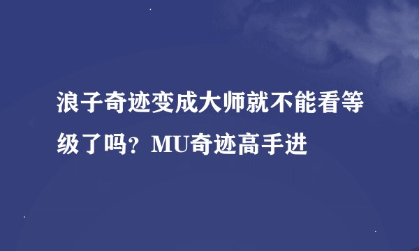 浪子奇迹变成大师就不能看等级了吗？MU奇迹高手进