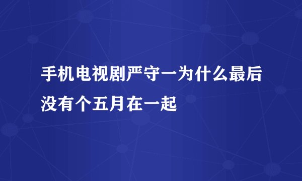 手机电视剧严守一为什么最后没有个五月在一起