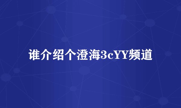 谁介绍个澄海3cYY频道