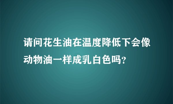 请问花生油在温度降低下会像动物油一样成乳白色吗？