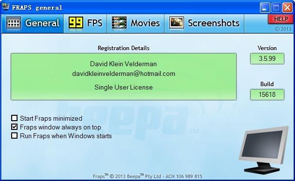 谁有 fraps的破解版 要能用的 我重悬赏
