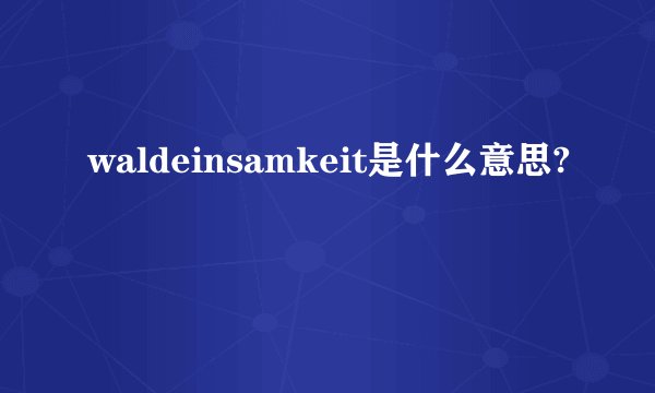 waldeinsamkeit是什么意思?