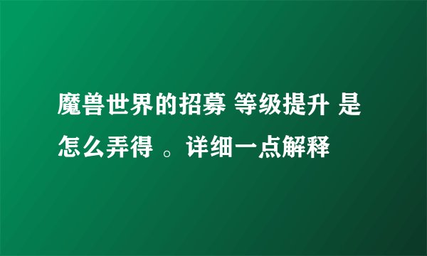魔兽世界的招募 等级提升 是怎么弄得 。详细一点解释
