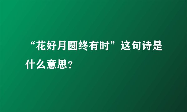 “花好月圆终有时”这句诗是什么意思？