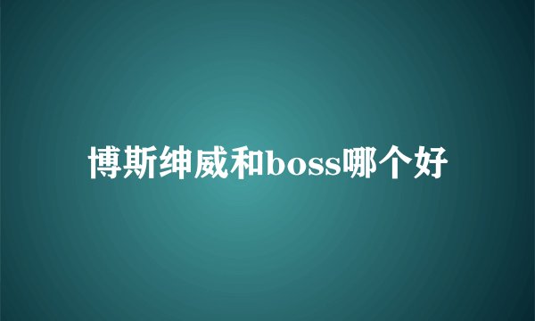 博斯绅威和boss哪个好