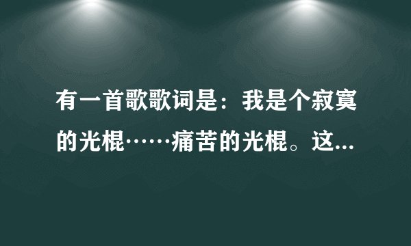 有一首歌歌词是：我是个寂寞的光棍……痛苦的光棍。这首歌是什么
