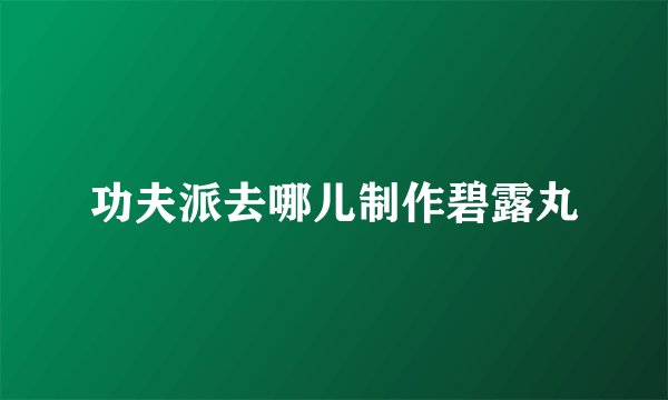 功夫派去哪儿制作碧露丸