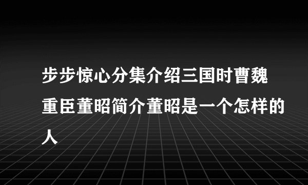 步步惊心分集介绍三国时曹魏重臣董昭简介董昭是一个怎样的人