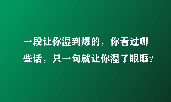 一段让你湿到爆的，你看过哪些话，只一句就让你湿了眼眶？