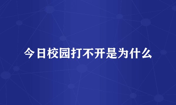 今日校园打不开是为什么