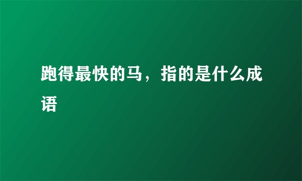 跑得最快的马，指的是什么成语