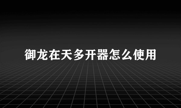 御龙在天多开器怎么使用