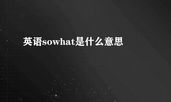 英语sowhat是什么意思