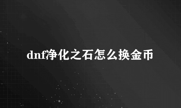 dnf净化之石怎么换金币