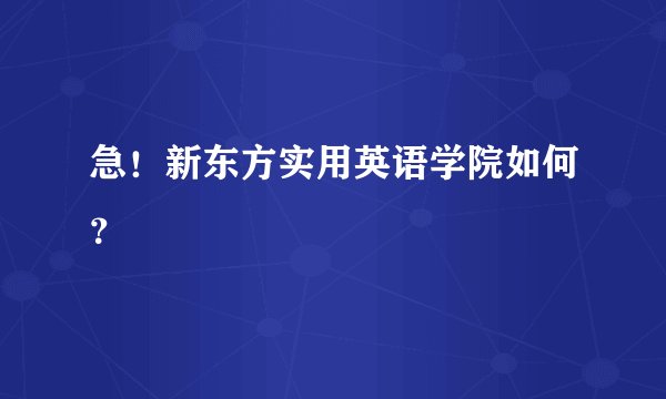 急！新东方实用英语学院如何？