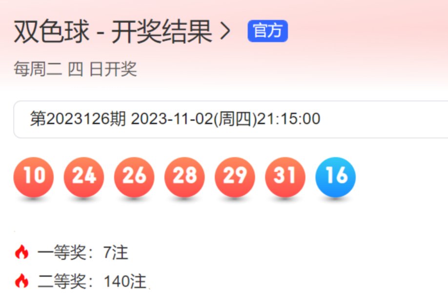 2023126期双色球开奖号码