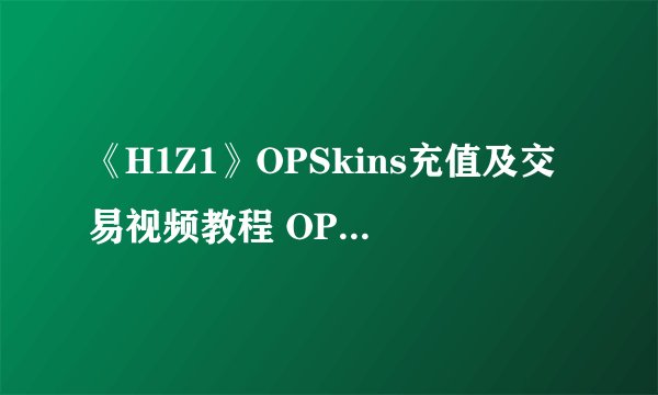 《H1Z1》OPSkins充值及交易视频教程 OPSkins怎么交易