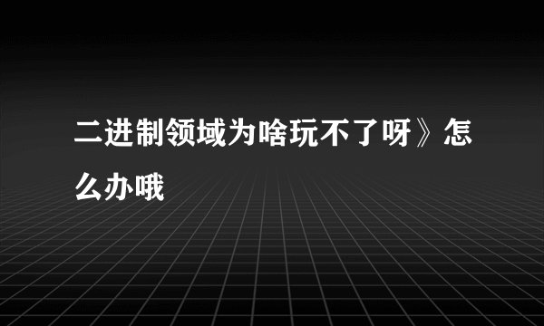 二进制领域为啥玩不了呀》怎么办哦
