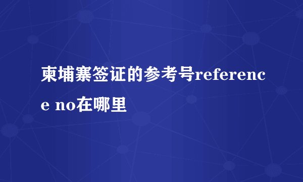 柬埔寨签证的参考号reference no在哪里