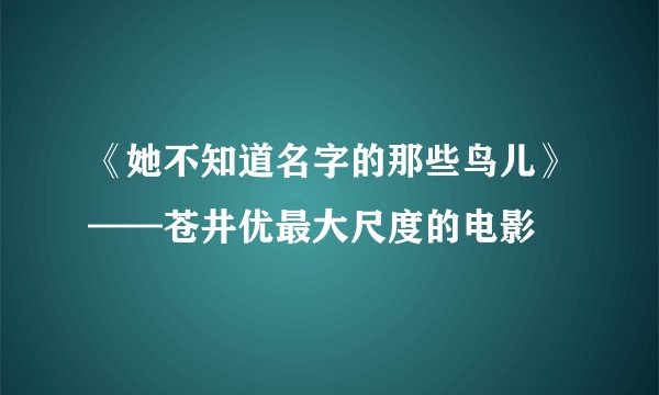 《她不知道名字的那些鸟儿》——苍井优最大尺度的电影