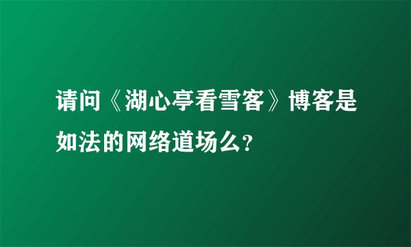 请问《湖心亭看雪客》博客是如法的网络道场么？