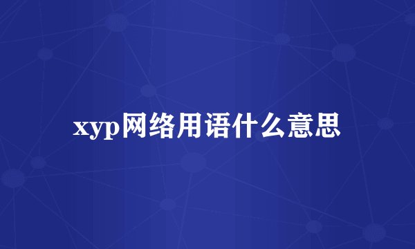 xyp网络用语什么意思