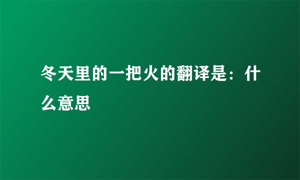 冬天里的一把火的翻译是：什么意思