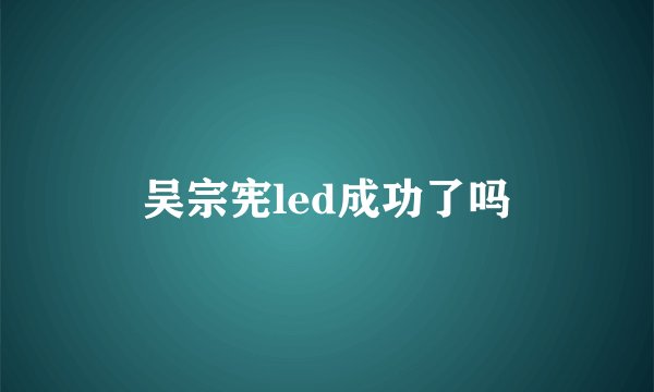 吴宗宪led成功了吗