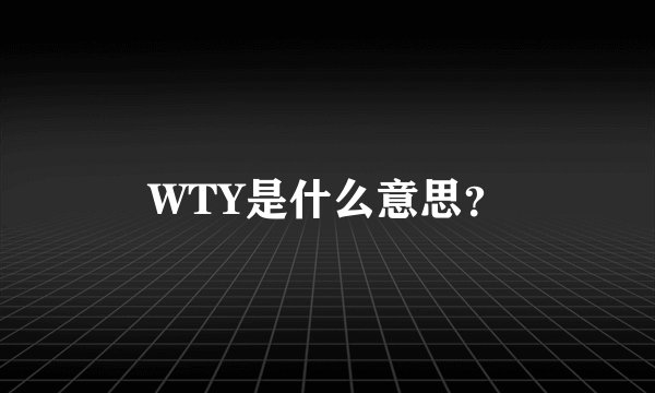 WTY是什么意思？