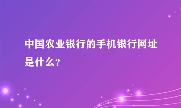 中国农业银行的手机银行网址是什么？