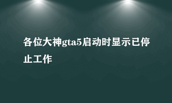 各位大神gta5启动时显示已停止工作