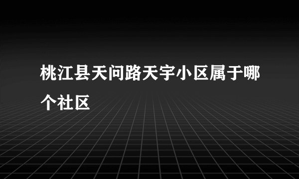 桃江县天问路天宇小区属于哪个社区